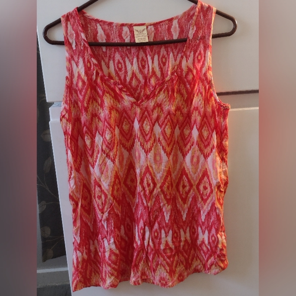 Faded Glory Multicolored Tank Top with Geometric Print Size M(8-10)..